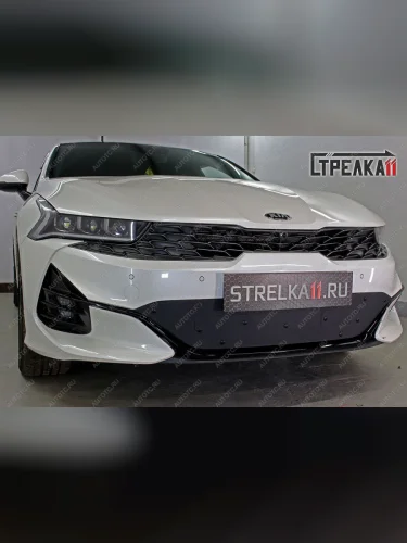 Зимняя заглушка решетки радиатора (GT-Line) (низ) Стрелка11 (черная) KIA K5 DL (2019-2022)