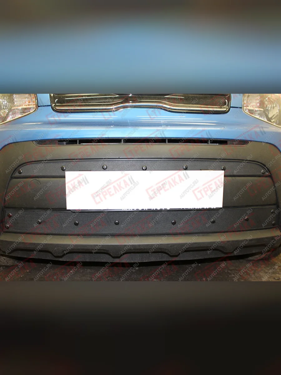 Зимняя заглушка решетки радиатора (2 части) Стрелка11  KIA Soul PS рестайлинг (2017-2019) (черная)  в Перми Пермском крае