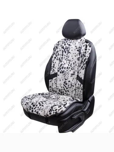 Накидка на сиденье (1 место Р 1 Мутон/ Орегон) МУТОН Lord Autofashion (Лео редкий на белом, вставка чёрная, строчка чёрная) 