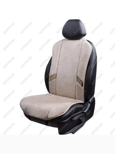 Накидка на сиденье (1 место Р 2915 Мутон/ Орегон) МУТОН Lord Autofashion (сливки, вставка бежевая, строчка белая) 
