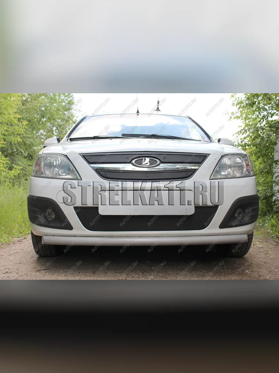 Зимняя заглушка решетки радиатора (верх) Стрелка11 Лада ВАЗ Ларгус дорестайлинг R90 (2012-2021) (черная)  с доставкой в г. Керчь