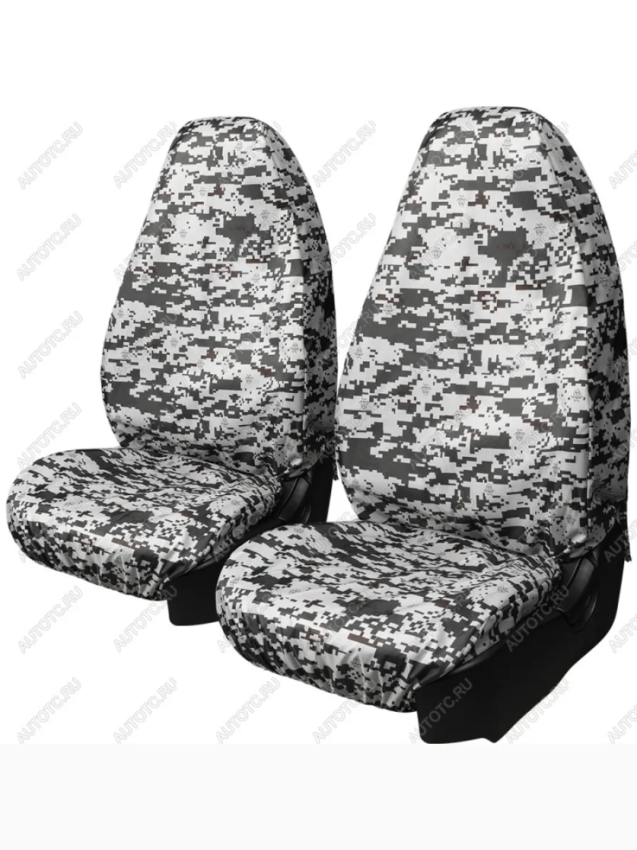 Комплект чехлов для сидений (2 места Оксфорд ) ОХОТА-РЫБАЛКА универсал Lord Autofashion JAC Sunray LC6T32 автобус (2020-2025) (Пиксель)  в Керчи Республика Крым