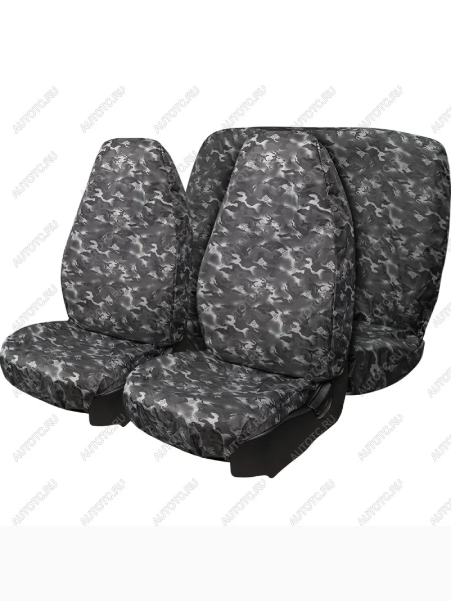 Комплект чехлов для сидений (5 мест Оксфорд ) ОХОТА-РЫБАЛКА универсал Lord Autofashion УРАЛ NEXT рестайлинг (2015-2025) (Серый камуфляж)  в Перми Пермском крае
