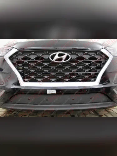 Зимняя заглушка решетки радиатора (низ) Стрелка11 (черная) Hyundai Tucson TL рестайлинг (2018-2021)