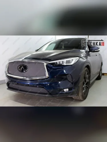 Зимняя заглушка решетки радиатора (верх) Стрелка11 (черная) INFINITI Qx50 J55 (2017-2022)