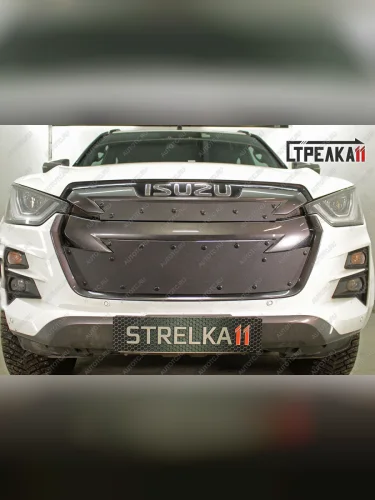 Зимняя заглушка решетки радиатора (низ) Стрелка11 (черная) Isuzu D-Max RT85,TFR DoubleCab рестайлинг (2015-2021)