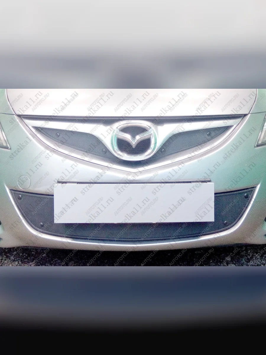 Зимняя заглушка решетки радиатора (низ) Стрелка11 Mazda 6 GH рестайлинг универсал (2010-2012) (черная)  в Керчи Республика Крым