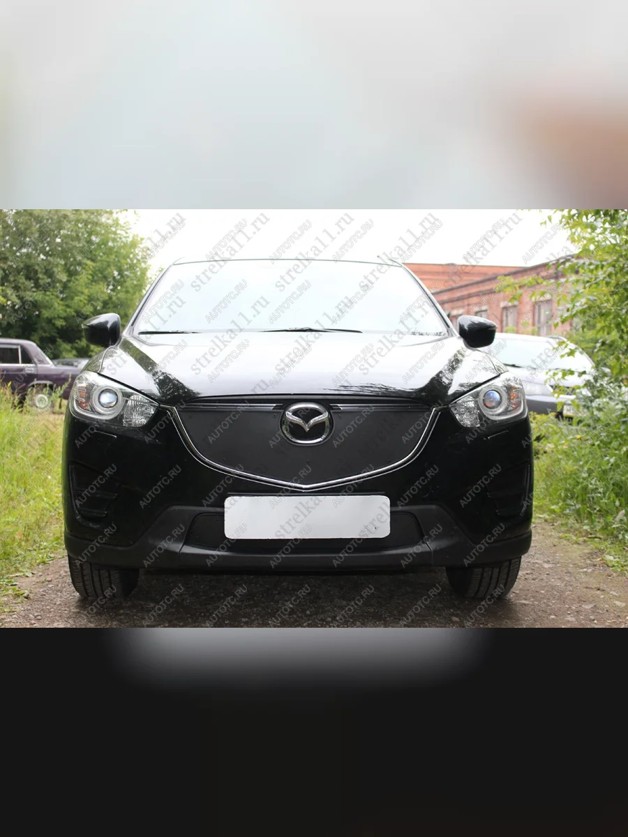 Зимняя заглушка решетки радиатора (верх) Стрелка11 Mazda CX-5 KE рестайлинг (2015-2017) (черная)  в Керчи Республика Крым