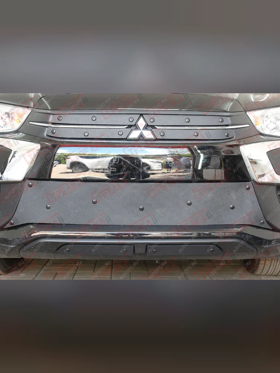 Зимняя заглушка решетки радиатора (низ, 2 части) Стрелка11 Mitsubishi ASX 2-ой рестайлинг (2017-2020) (черная)  в Керчи Республика Крым