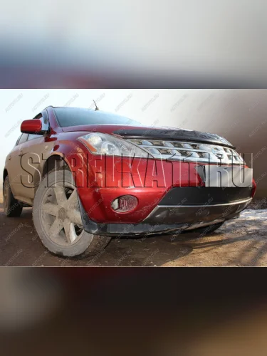 Зимняя заглушка решетки радиатора Стрелка11 (черная) Nissan Murano 1 Z50 (2002-2009)