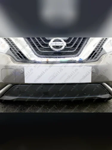 Зимняя заглушка решетки радиатора Стрелка11 (черная) Nissan Murano 3 Z52 дорестайлинг (2015-2022)