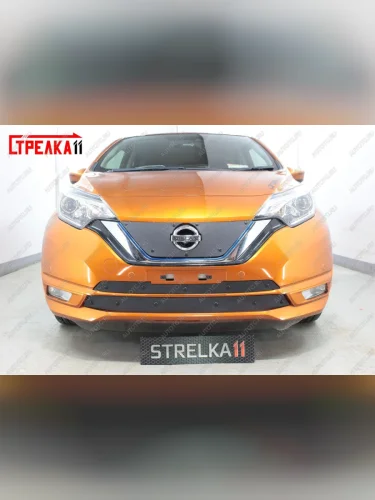 Зимняя заглушка решетки радиатора (Японская сборка) (низ) Стрелка11 (черная) Nissan Note 2 E12 рестайлинг (2016-2020)