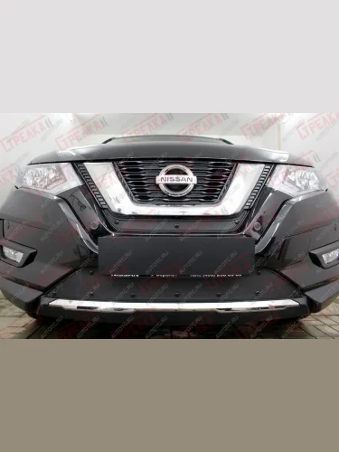 Зимняя заглушка решетки радиатора (середина) Стрелка11 (черная) Nissan X-trail 3 T32 рестайлинг (2017-2022)