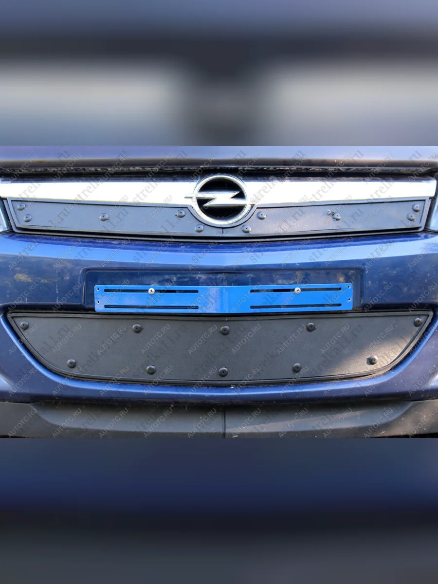 Зимняя заглушка решетки радиатора (низ) Стрелка11 Opel Astra H универсал рестайлинг (2007-2015) (черная)  в Перми Пермском крае