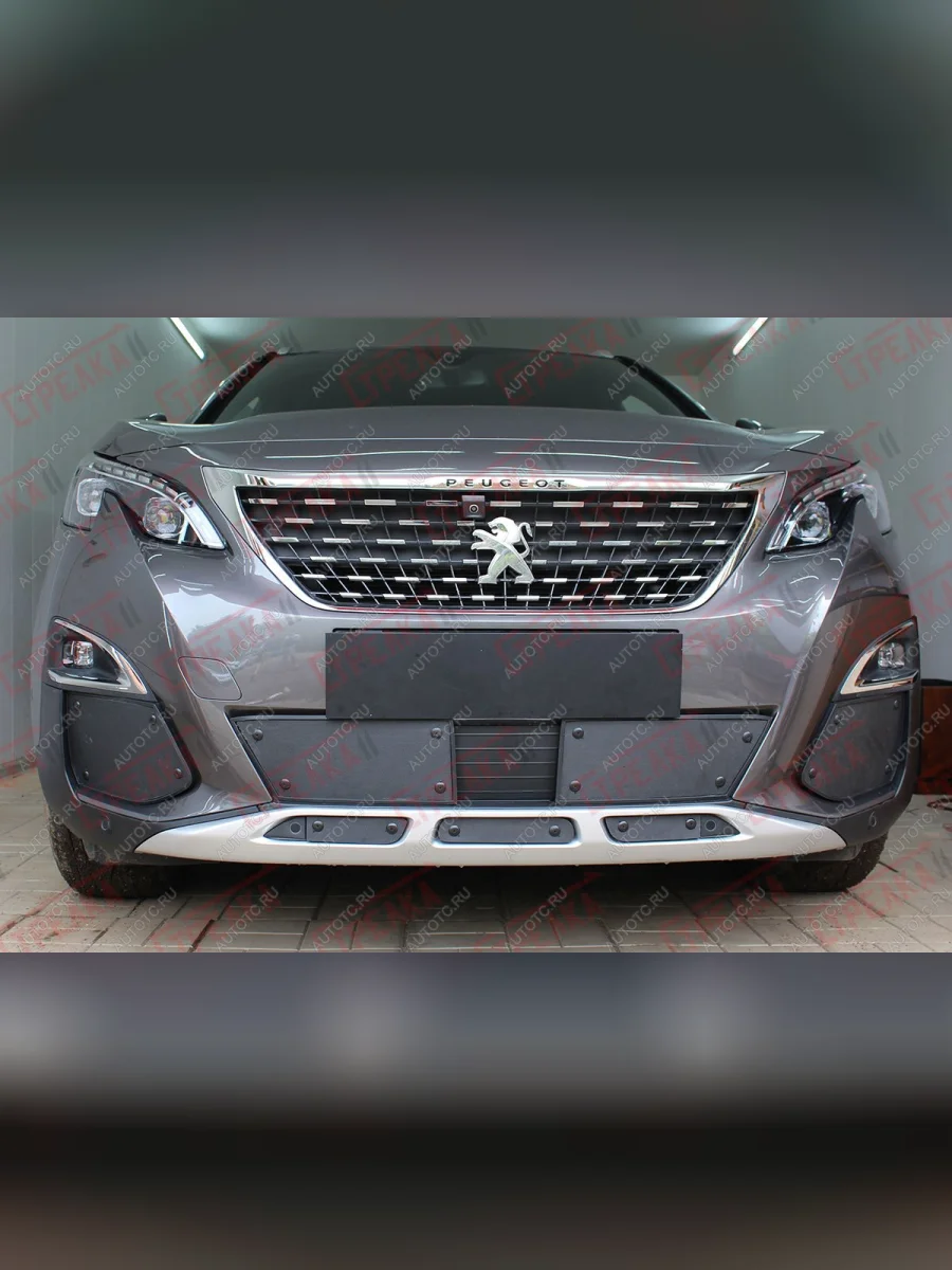 Зимняя заглушка решетки радиатора (боковые) Стрелка11 Peugeot 3008 2 C1A,C2A доресайлинг (2016-2020) (черные)  в Самаре Самарской области