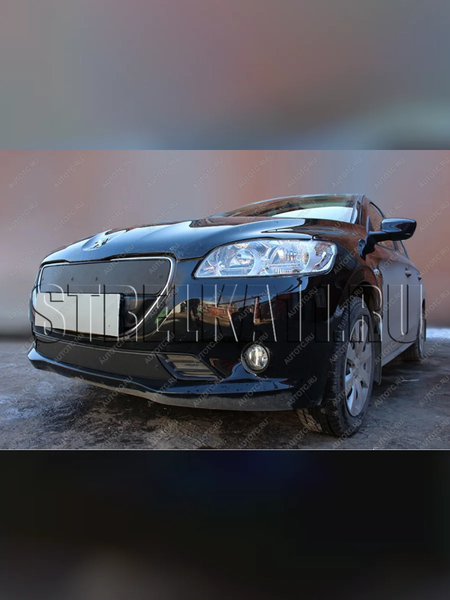 Зимняя заглушка решетки радиатора (верх) Стрелка11 Peugeot 301 (2012-2017) (черная)  в Самаре Самарской области