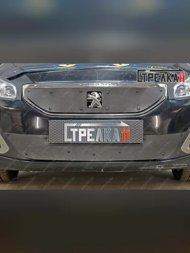 Зимняя заглушка решетки радиатора (низ) Стрелка11 (черная) Peugeot 408 рестайлинг (2015-2022)
