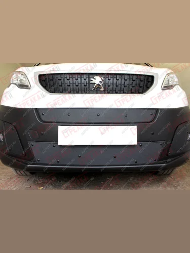 Зимняя заглушка решетки радиатора (верх) Стрелка11 (черная) Peugeot Expert K0 цельнометаллический фургон дорестайлинг (2016-2024)