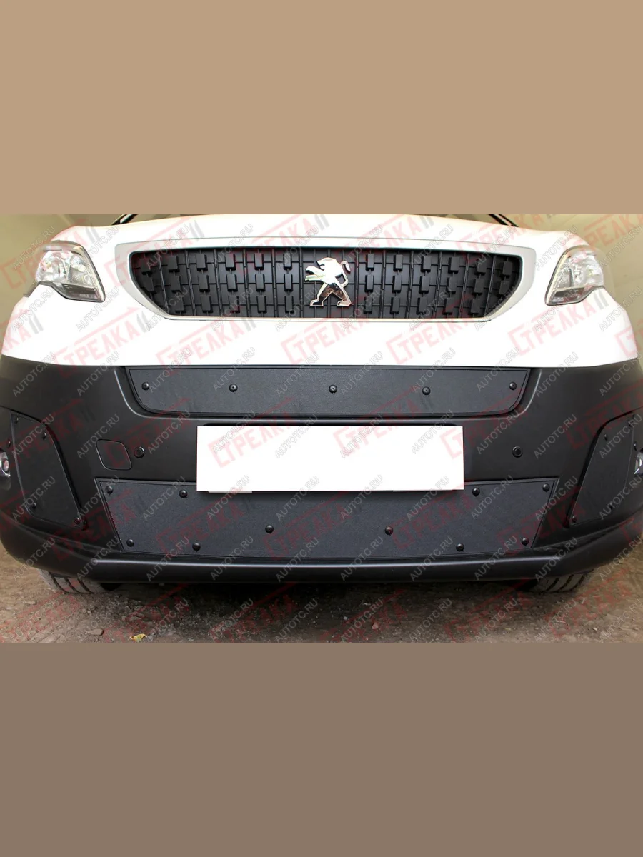 Зимняя заглушка решетки радиатора (верх) Стрелка11 Peugeot Expert K0 цельнометаллический фургон дорестайлинг (2016-2024) (черная)  в Перми Пермском крае