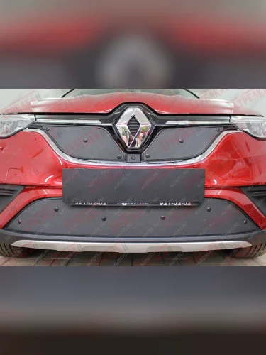 Зимняя заглушка решетки радиатора (верх, 2 части) Стрелка11 (черная) Renault Arkana (2019-2025)