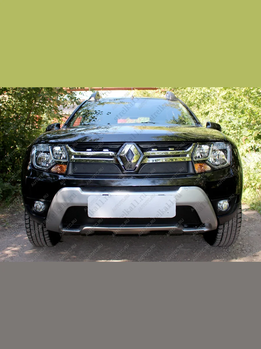 Зимняя заглушка решетки радиатора (верх) Стрелка11 Renault Duster HS рестайлинг (2015-2021) (черная)  в Керчи Республика Крым