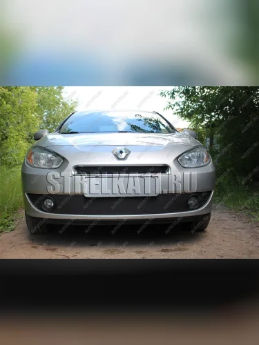 Зимняя заглушка решетки радиатора (низ) Стрелка11 (черная) Renault Fluence дорестайлинг (2010-2012)