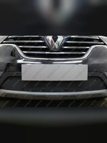 Зимняя заглушка решетки радиатора Стрелка11 (черная) Renault Koleos 2 (2016-2025)