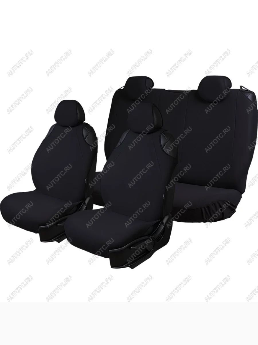 Универсальные чехлы сидений (майка 5 мест Трикотаж) Lord Autofashion УРАЛ NEXT рестайлинг (2015-2025) (черный)  в Перми Пермском крае