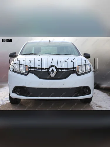 Зимняя заглушка решетки радиатора (Access, Confort) (низ) Стрелка11 (черная) Renault Logan 2 дорестайлинг (2014-2018)