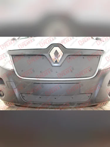 Зимняя заглушка решетки радиатора (верх) Стрелка11 (черная) Renault Master  FV,JV (2014-2018) фургон 1-ый рестайлинг