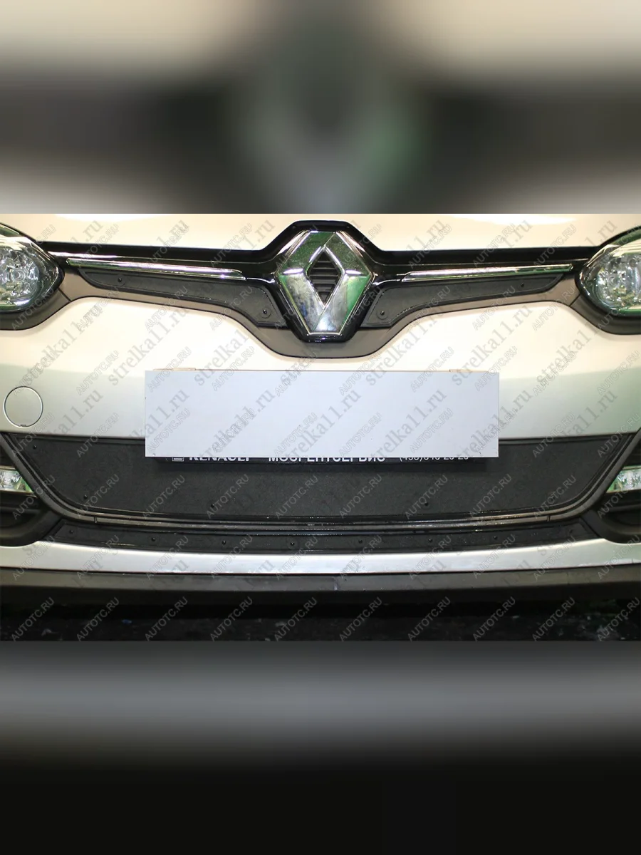 Зимняя заглушка решетки радиатора (верх, 2 части) Стрелка11 Renault Megane универсал  рестайлинг (2013-2016) (черная)  с доставкой в г. Керчь