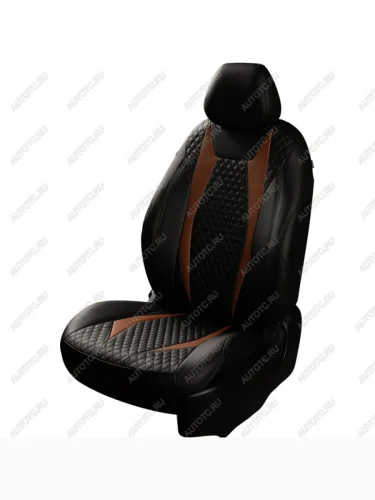 Комплект чехлов для сидений (РЗС 40/60 без подлокот. 3Г Орегон) ДАКАР ст РОМБИК Lord Autofashion (черный, вставки коричневый, строчка светло-коричневая) Лада ВАЗ Веста  2180 - Веста NG  2180