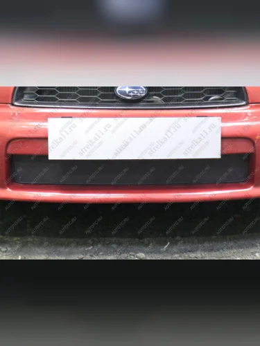 Зимняя заглушка решетки радиатора Стрелка11 (черная) Subaru Impreza GD седан дорестайлинг (2000-2002)