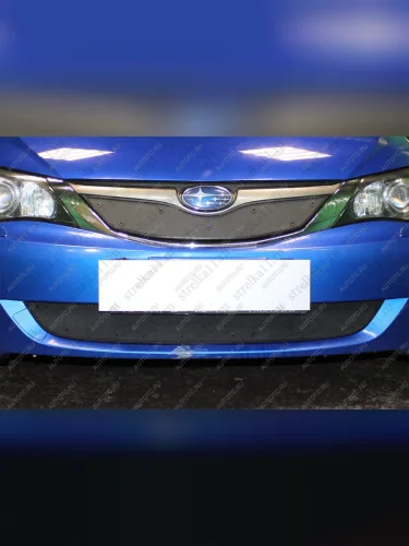 Зимняя заглушка решетки радиатора (верх) (2.0) Стрелка11 (черная) Subaru Impreza GE седан (2007-2012)