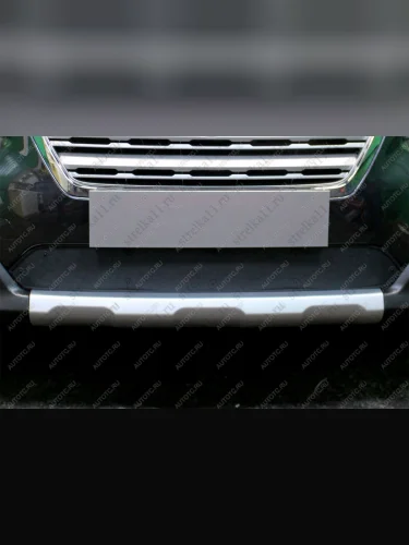 Зимняя заглушка решетки радиатора Стрелка11 (черная) Subaru Outback BS/B15 дорестайлинг универсал (2014-2018)