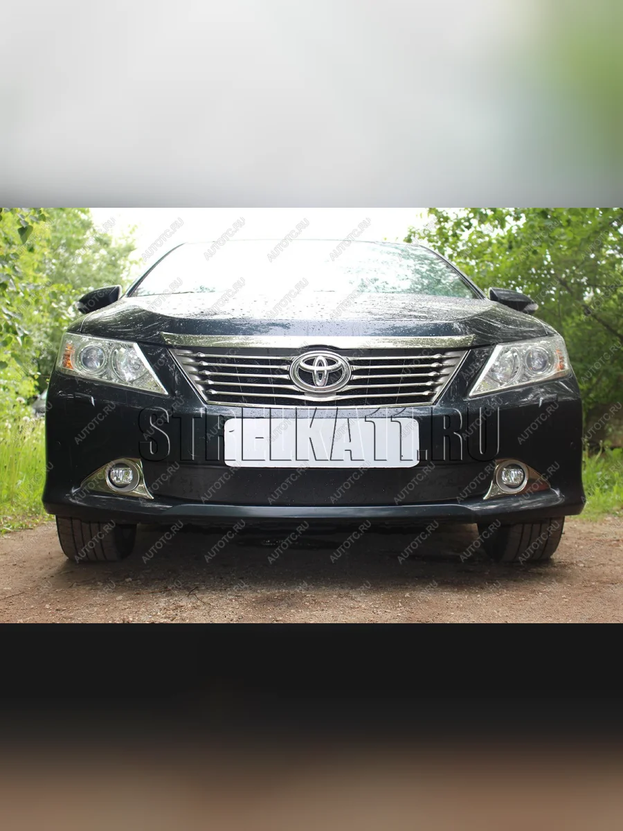 Зимняя заглушка решетки радиатора Стрелка11 Toyota Camry XV50 дорестайлинг (2011-2014) (черная)  в Самаре Самарской области