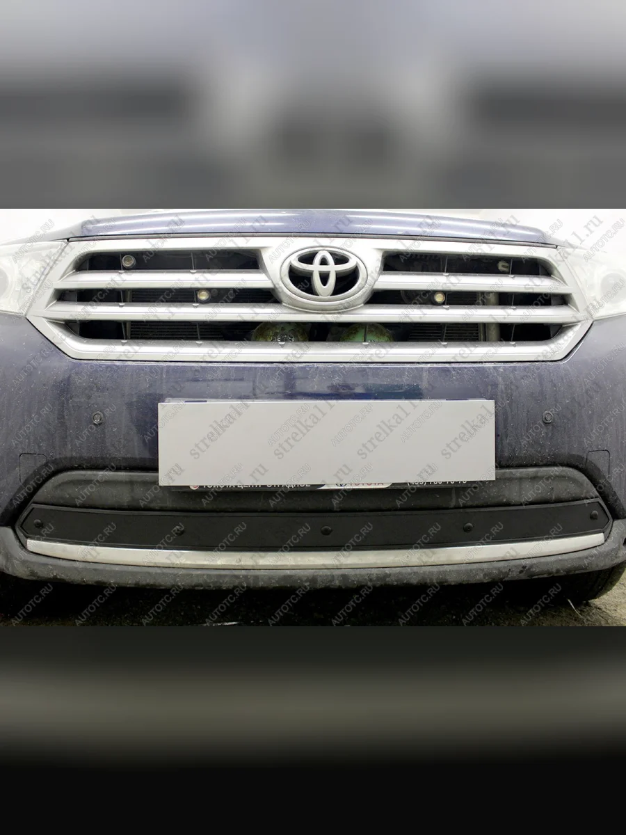 Зимняя заглушка решетки радиатора Стрелка11 Toyota Highlander XU40 рестайлинг (2010-2013) (черная)  в Керчи Республика Крым