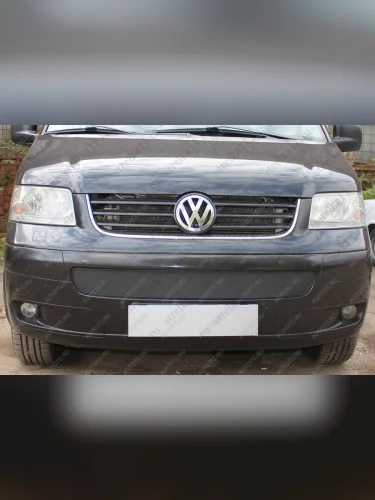 Зимняя заглушка решетки радиатора Стрелка11 (черная) Volkswagen Multivan T5  дорестайлинг (2003-2009)