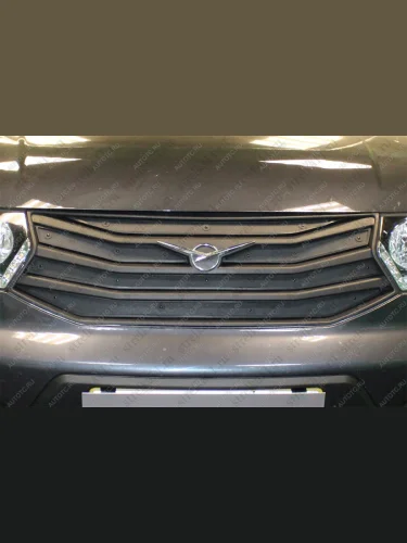 Зимняя заглушка решетки радиатора (5 частей) Стрелка11 (черная) Уаз Патриот 23632 1 рестайлинг пикап (2014-2016)