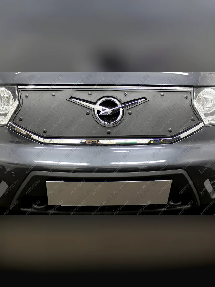 Зимняя заглушка решетки радиатора Стрелка11 Уаз Патриот 23632 2-ой рестайлинг пикап (2016-2025) (черная)  в Перми Пермском крае