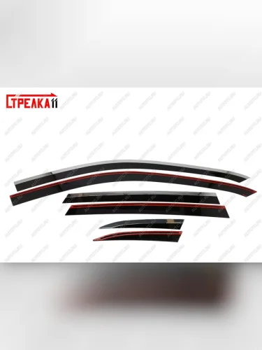 Дефлекторы окон 2D с хром накладками Стрелка11 (черные) Haval Jolion дорестайлинг (2020-2024)
