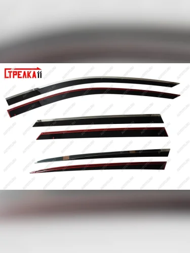 Дефлекторы окон 2D Стрелка11 (черные) Hongqi E-HS9 E115 (2022-2025)