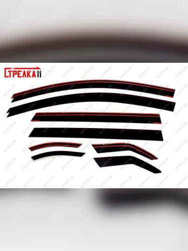 Дефлекторы окон 2D изогнутый Стрелка11 (черные) Nissan Qashqai 2 J11 дорестайлинг (2013-2019)