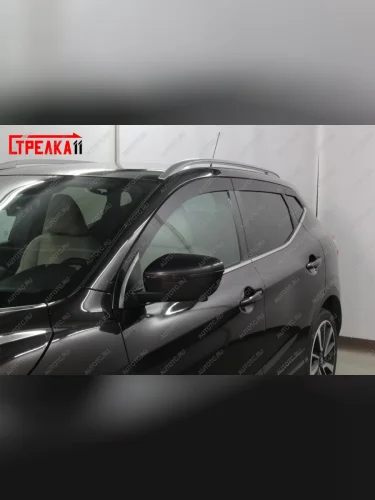 Дефлекторы окон 2D (прямой) Стрелка11 (черные) Nissan Qashqai 2 J11 дорестайлинг (2013-2019)