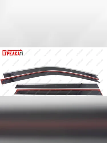 Дефлекторы окон 2D с хром накладками Стрелка11 (черные) SSANGYONG Rexton Y450 рестайлинг (2020-2023)