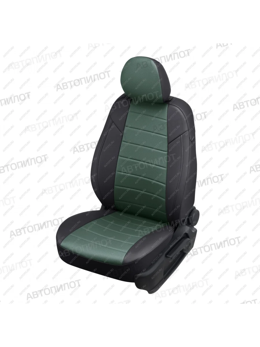 Чехлы на сиденья Экокожа (экокожа) Автопилот Chery Tiggo 7 (2016-2020) (черный/зеленый)  с доставкой в г. Пермь