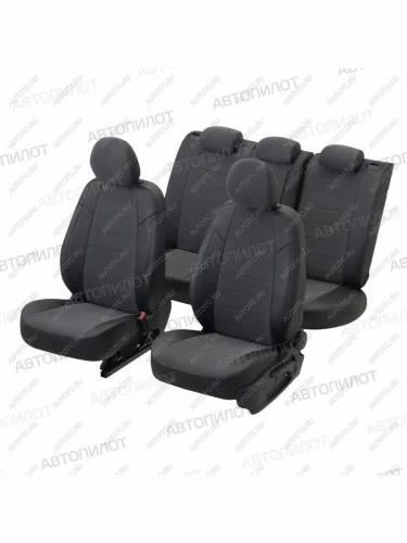Чехлы на сиденья Велюр (3 места экокожа) Автопилот (черный) Ford Transit цельнометаллический фургон (2006-2014)