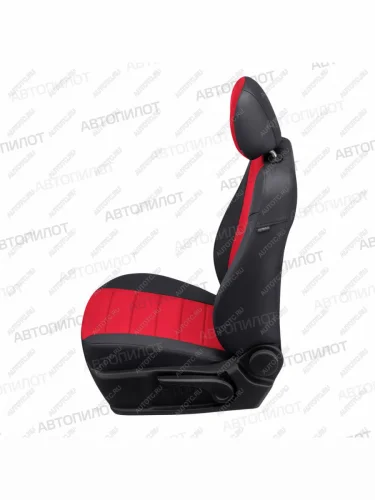 Чехлы на сиденья Алькантара (раздельн. 40/60 + вырез под подлокотник экокожа) Автопилот (черный/красный) CITROEN C-crosser (2007-2012)