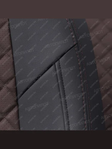 Чехлы на сиденья Ромб (раздельн. 40/60 + вырез под подлокотник экокожа) Автопилот (черный/шоколад) CITROEN C-crosser (2007-2012)