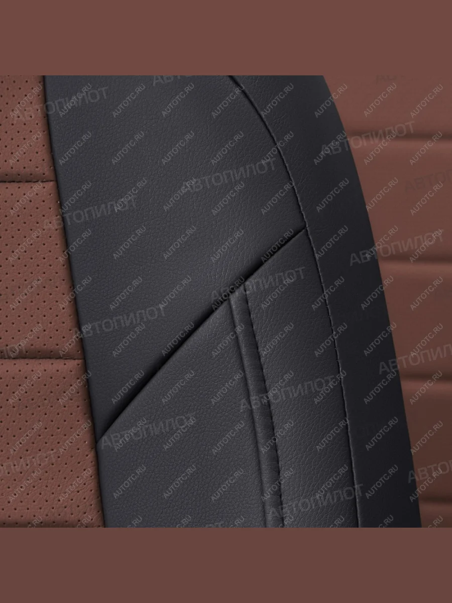Чехлы на сиденья Экокожа (раздел. 40/60 экокожа) Автопилот Nissan Almera 3 G15 седан (2012-2019) (черный/темно-коричневый)  в Керчи Республика Крым